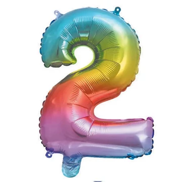 Számos fólia lufi metál szivárvány színben – 2-es szám 34cm