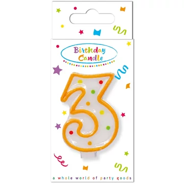 Szülinapi pöttyös gyertya 3-as szám