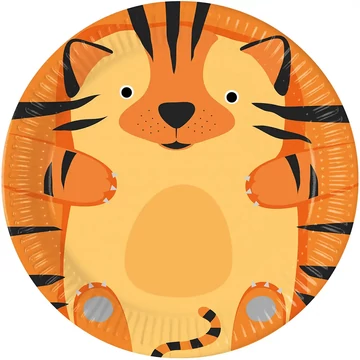 Tigris mintás 8db-os papírtányér szett 23cm-es