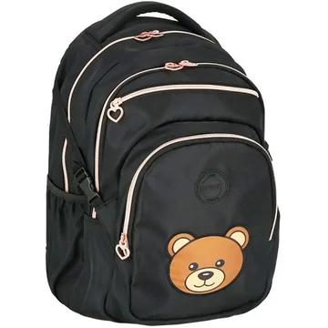 Spirit: Masha macis fekete lekerekített iskolatáska, hátizsák 46x31x21cm