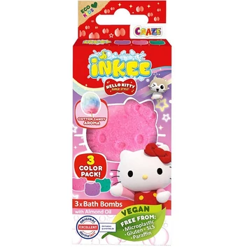 Craze Inkee: Vegán fürdő bomba formák - Hello Kitty vattacukor aromával 3db-os