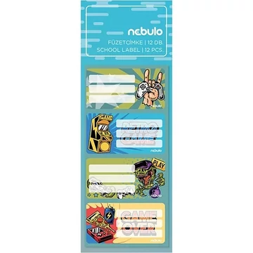 Nebulo: Gamer mintás füzetcímke 12db-os szett