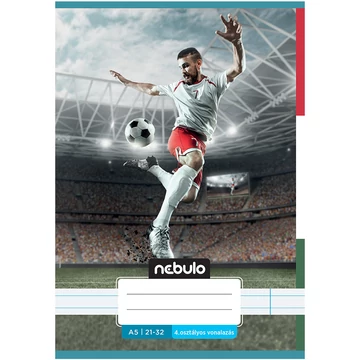 Nebulo: Tűzött 4. osztályos labdarúgó mintás vonalas füzet 21-32 A/5