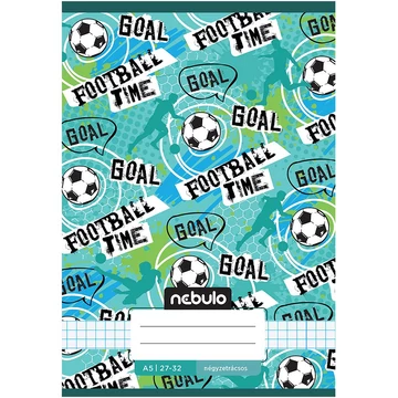 Nebulo: Tűzött football time feliratos kockás füzet 27-32 A/5