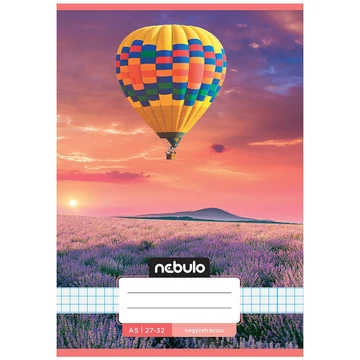 Nebulo: Tűzött hőlégballon a levendulák felett mintás kockás füzet 27-32 A/5