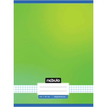 Nebulo: Tűzött kockás friss zöld színű füzet 87-32 A/4