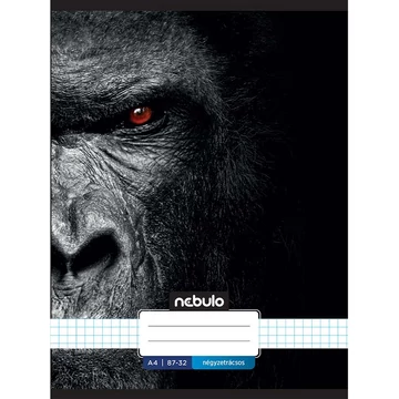 Nebulo: Tűzött kockás gorilla mintás füzet 87-32 A/4