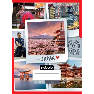Nebulo: Tűzött sima Japán mintás füzet 80-32 A/4