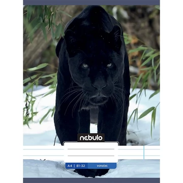 Nebulo: Tűzött vonalas állatos - Fekete párduc - mintás füzet 81-32 A/4