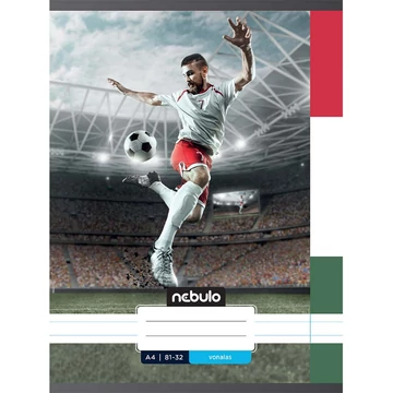 Nebulo: Tűzött vonalas foci HUN mintás füzet 81-32 A/4