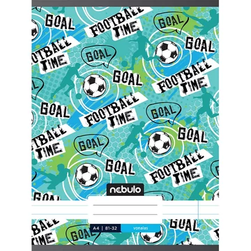 Nebulo: Tűzött vonalas football time feliratos füzet 81-32 A/4