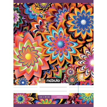 Nebulo: Tűzött vonalas fraktális virágos mintás füzet 81-32 A/4