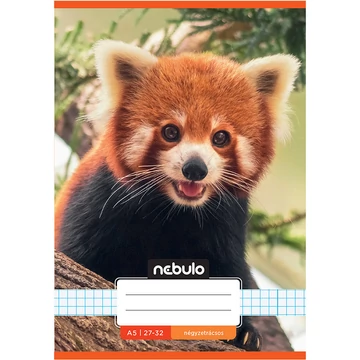 Nebulo: Tűzött vörös panda mintás kockás füzet 27-32 A/5