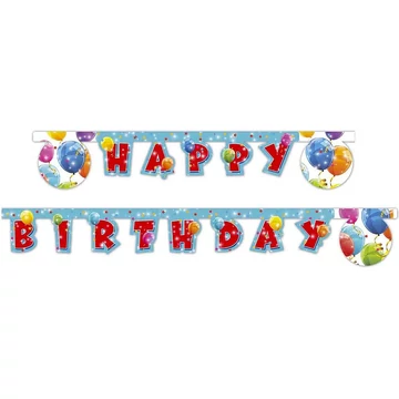 Csillogó léggömbök Happy Birthday felirat 300cm