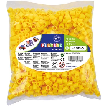 PlayBox: 9mm-es XL MIDI vasalható gyöngy 1000db-os csomag sárga színben