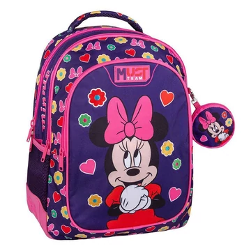 Luna: Must Team Disney Minnie egeres lekerekített 3 rekeszes iskolatáska, hátizsák 32x18x43cm