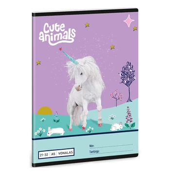 Ars Una: Cute Animals - Unikornis mintás vonalas füzet A/5 21-32