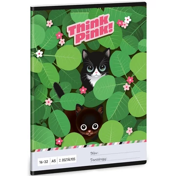 Ars Una: Think Pink cicás 2. osztályos vonalas füzet A/5 16-32
