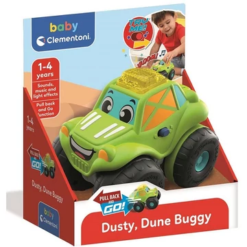 Dusty, hátrahúzós baby dűne buggy hanggal és fénnyel - Clementoni