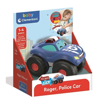 Roger, hátrahúzós baby rendőrautó hanggal és fénnyel - Clementoni