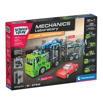 Science & Play: Mechanikai műhely - Kétszintes autószállító építőkészlet - Clementoni