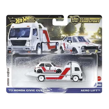 Hot Wheels: Aero Lift Prémium autószállító és 73 Honda Civic Custom kisautó 1/64 - Mattel