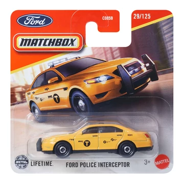 Matchbox: Ford Police Interceptor sárga kisautó 1/64 - Mattel