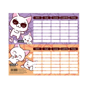 Nebulo: Cicás egylapos, kétoldalas mini órarend