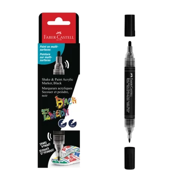 Faber-Castell: Black Edition Shake & Paint 2 végű 3mm-es és 1mm-es fekete marker