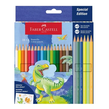 Faber-Castell: Dinoszauruszos színes ceruza szett 18+6db