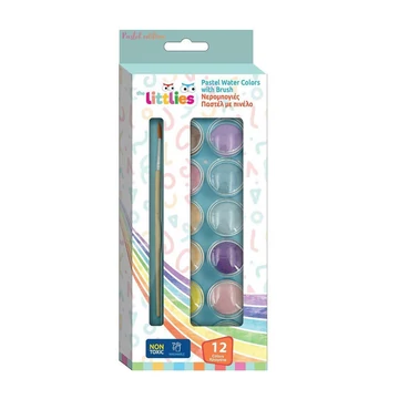 The Littlies: Vízfesték 12db pasztell színnel és ecsettel