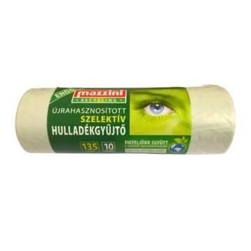 Mazzini újrahasznosított erős szelektív hulladékgyűjtő átlátszó színben 135L 70x110cm 10db-os kiszerelésben