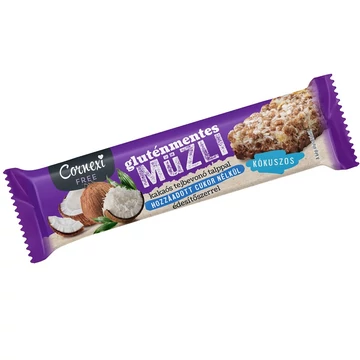 Cornexi gluténmentes, hozzáadott cukor nélküli kókusz ízesítésű müzliszelet 25g