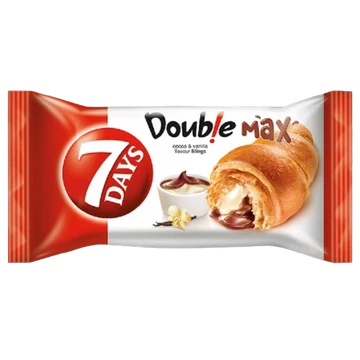 7DAYS Double Max croissant kakaós töltelékkel és vanília ízű töltelékkel 80 g