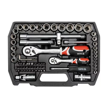 YATO Dugókulcs klt. 72 részes 1/2 col: 10-24 mm, 1/4 col: 4-13 mm CrV ~ (YT-38782)