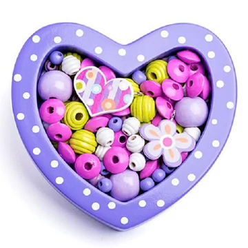 Lila szív kis fa gyöngyfűző szett