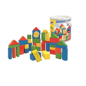Fa építőkocka 50db-os készlet formaválogató dobozzal - Woodyland
