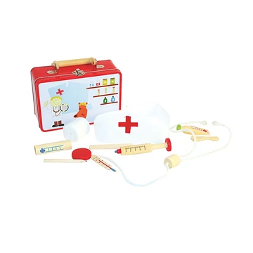 Játék orvosi táska fa kiegészítőkkel