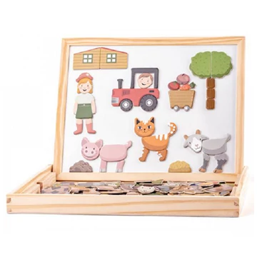 Állatos kétoldalas mágnestábla szett fa kerettel - Woodyland