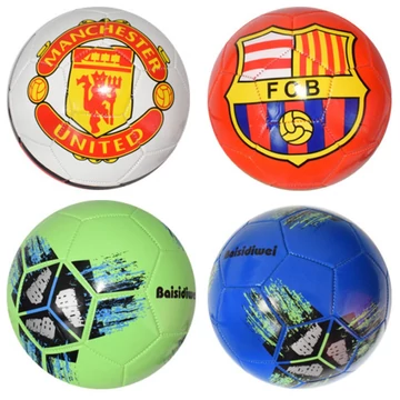 Műbőr focilabda színes kereszt mintával 23cm