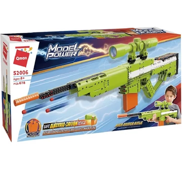 AWM játék mesterlövész puska – 8x-os nagyítású távcsővel, 2 tárral, 20db szivacs tölténnyel | 678 db építőkocka | építőjáték | QMAN 52006