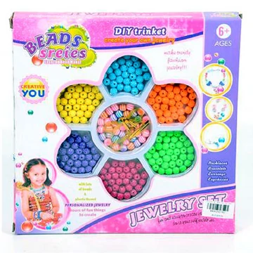 Ékszerkészítő gyöngy szett színes és csíkos gyöngyökkel