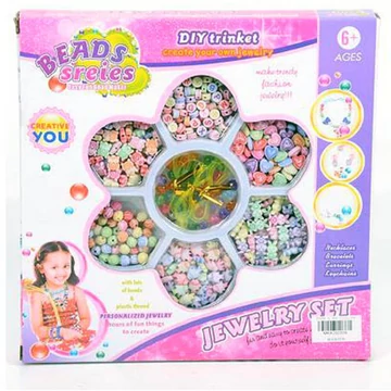 Ékszerkészítő szett vegyes színes gyöngyökkel
