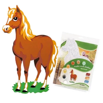 Lovas számfestő készlet akrilfestékkel és ecsettel 