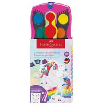Faber-Castell: Vízfesték 12db-os szett unikornis matricákkal és szivárványos csillámmal