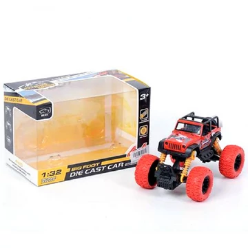 Off-Road hátrahúzós piros Jeep terepjáró 1/32