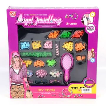 Ékszerkészítő készlet fésűvel és betűs gyöngyökkel