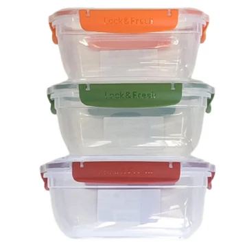 Patentzáras szögletes ételtároló szett 3db-os kiszerelésben többféle változatban DÜ355