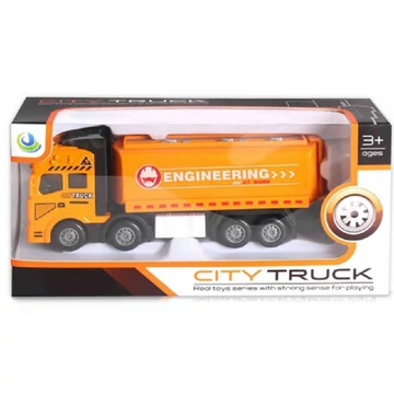 City Truck: Négytengelyes fém teherautó modell tartályos felépítménnyel - fénnyel és hanggal