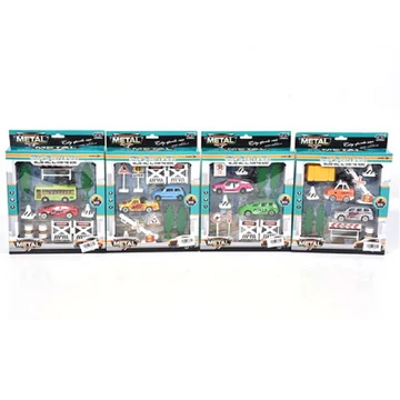 Fém kisautó szett kiegészítőkkel többféle változatban